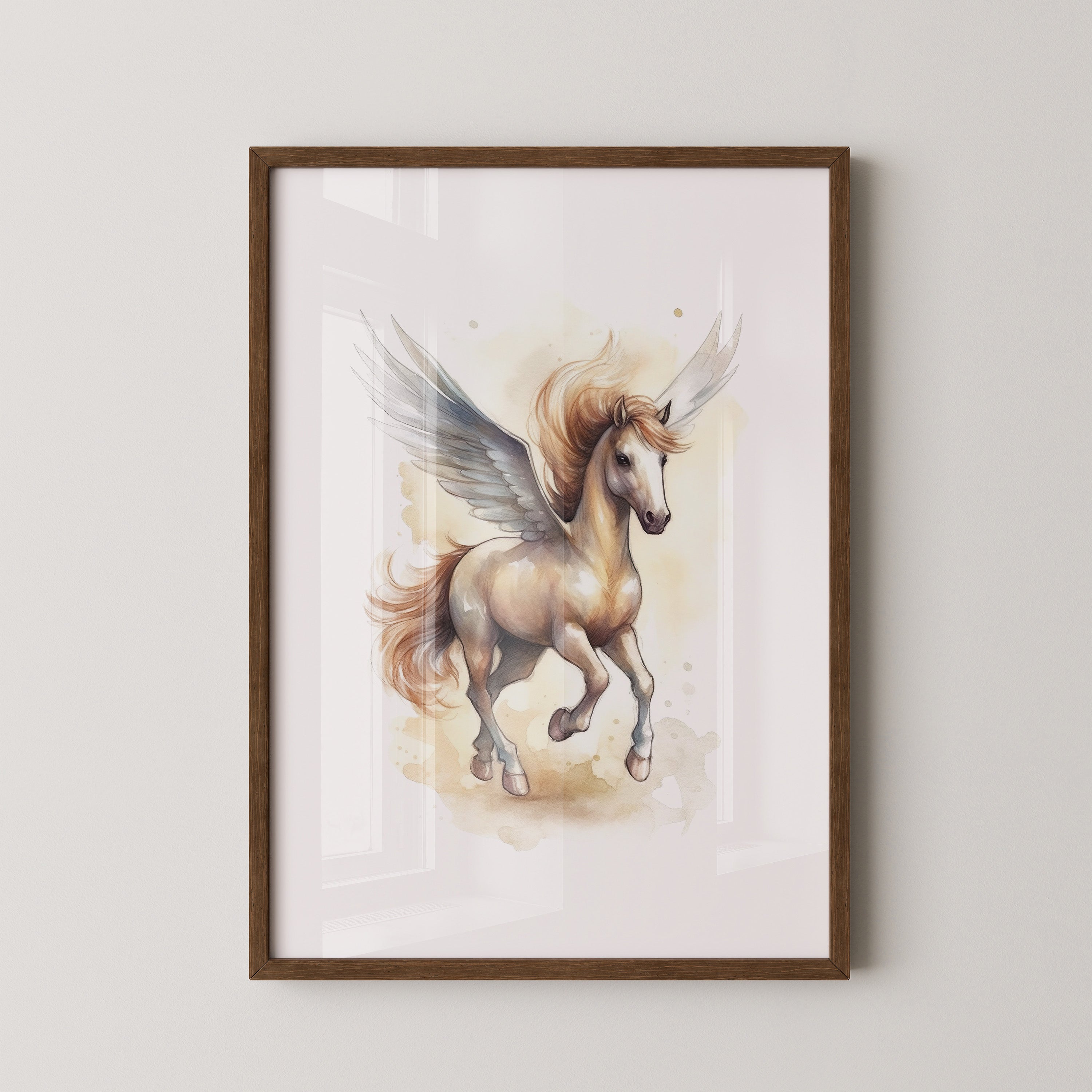 Pegasus Aquarell Flügel Galopp