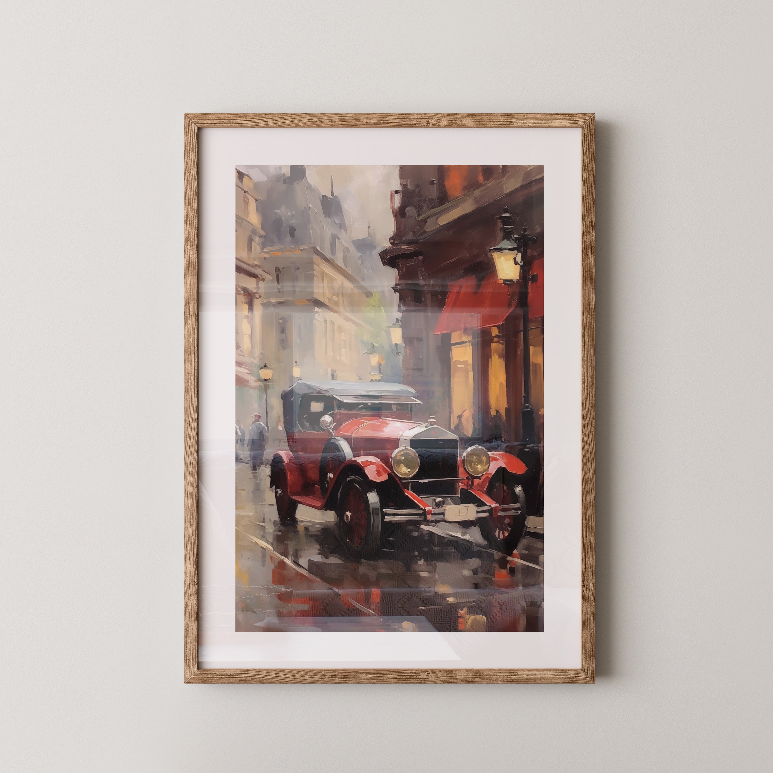 Oldtimer Rot Regennasse Straße