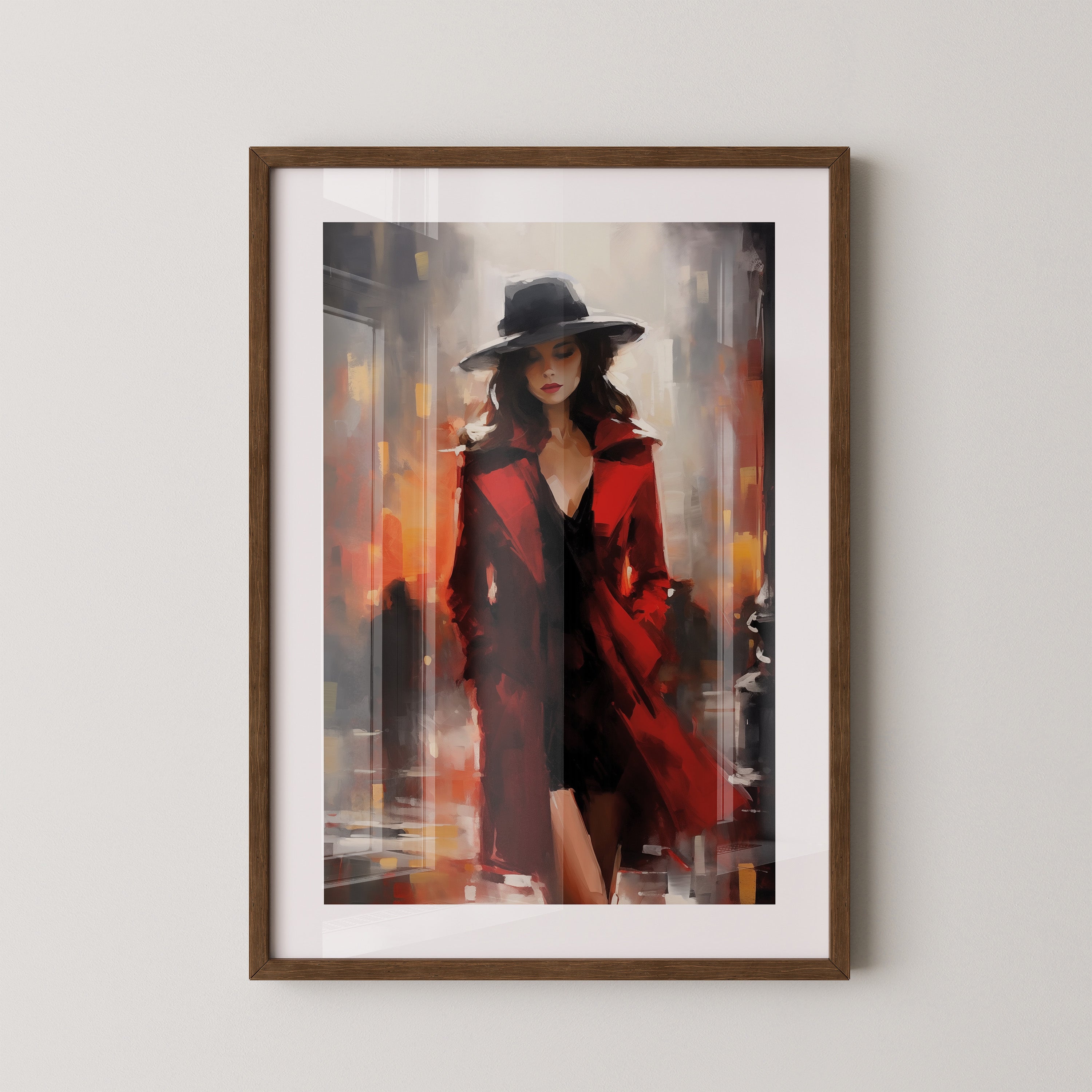 Frau Roter Mantel Stadtszene