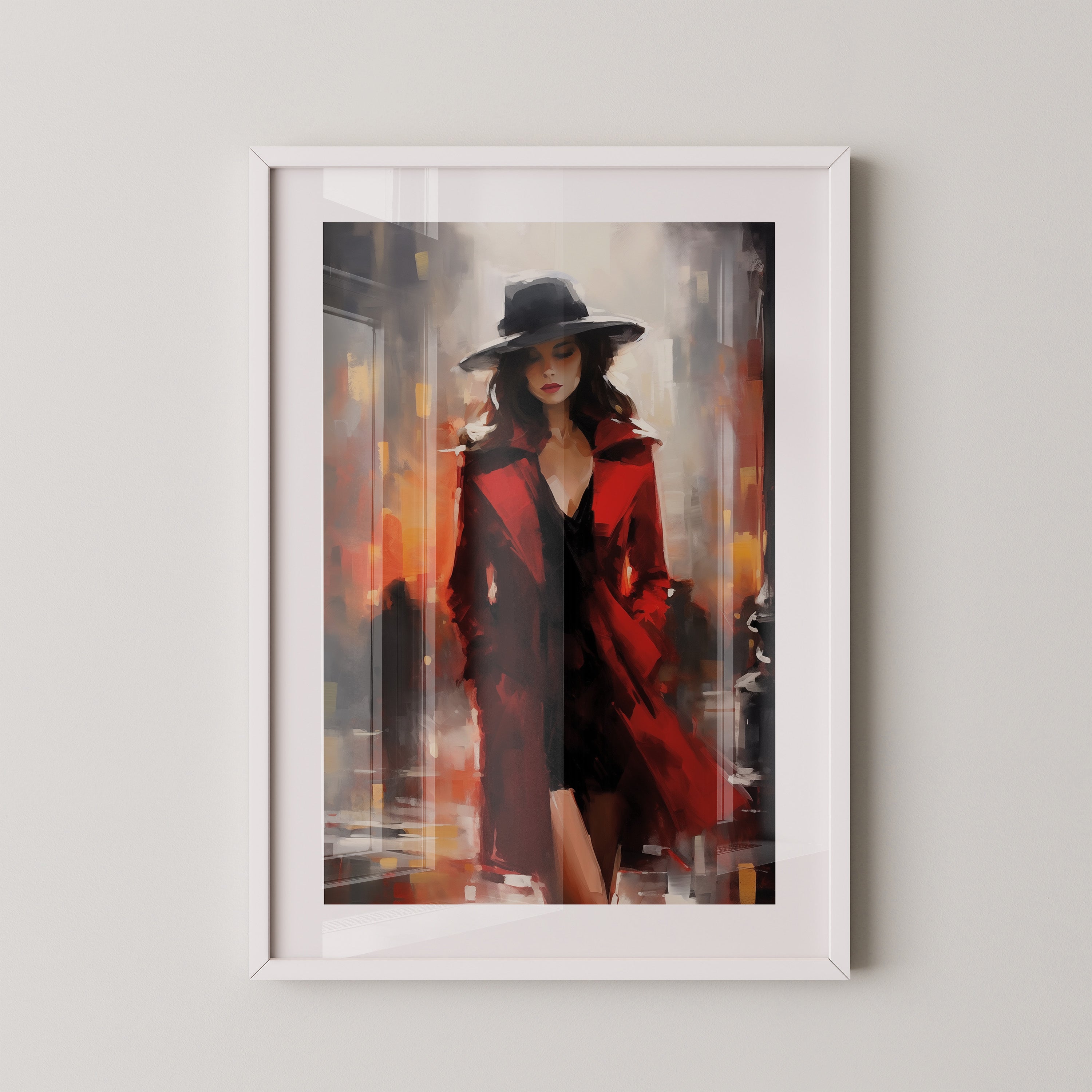 Frau Roter Mantel Stadtszene