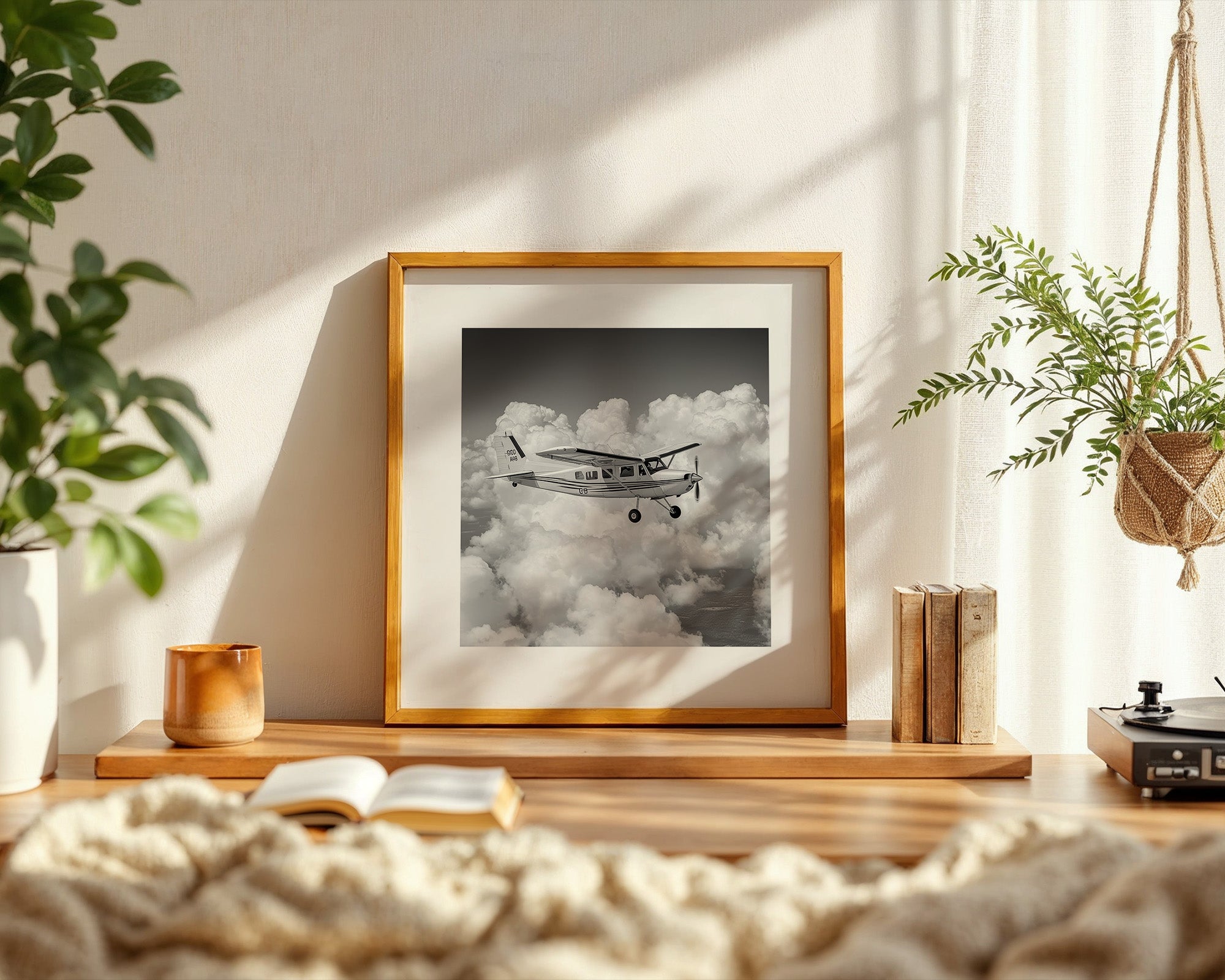 Flugzeug Wolken Schwarzweiß