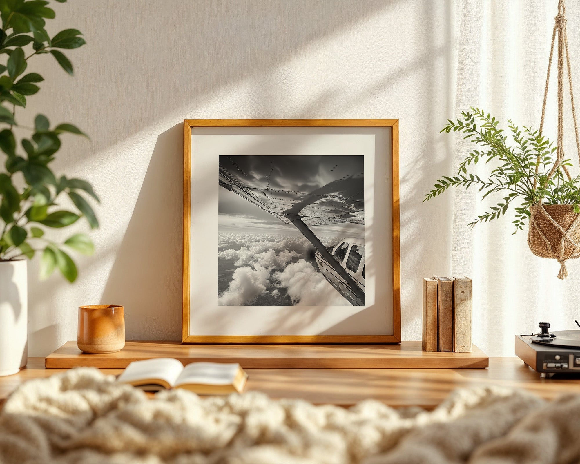 Flugzeug Wolken Schwarzweiß