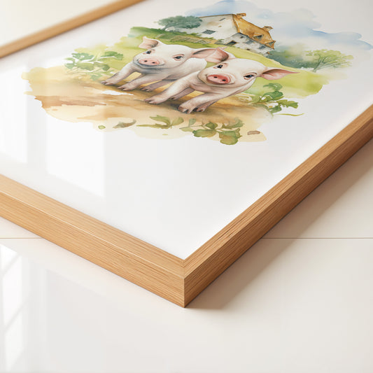 Ferkel Bauernhof Aquarell