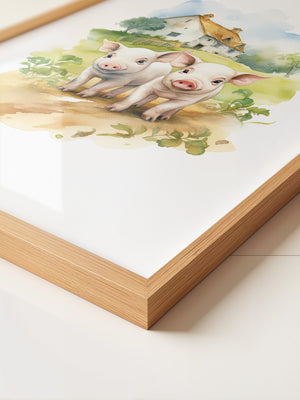 Ferkel Bauernhof Aquarell