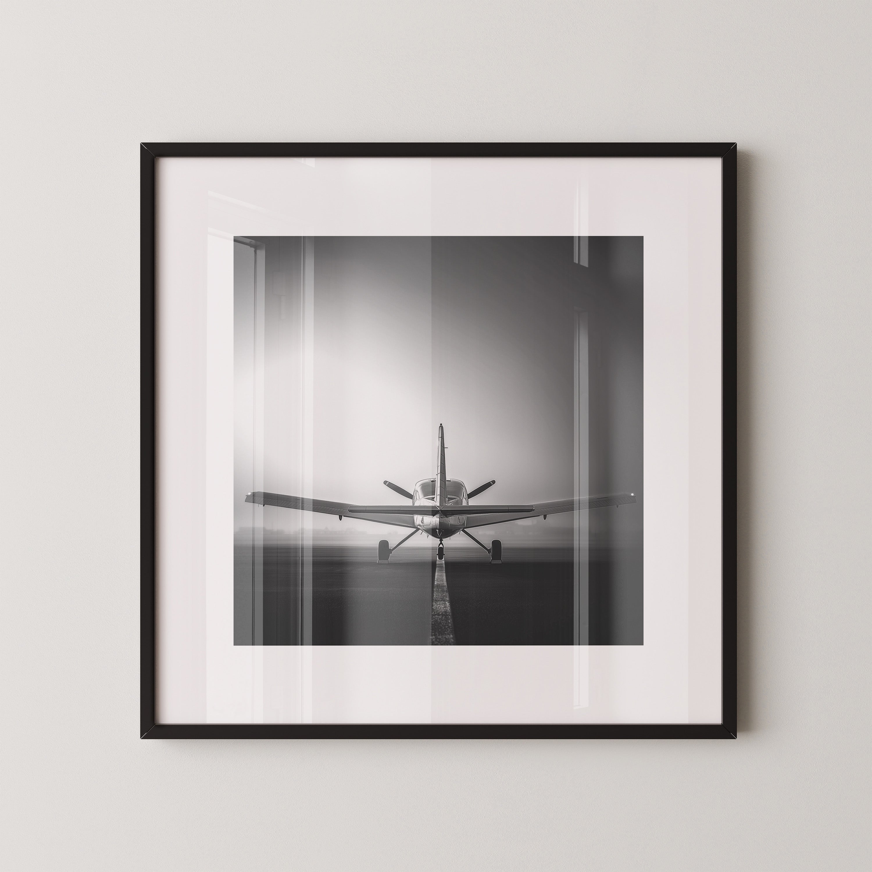 Flugzeug Startbahn Schwarzweiß