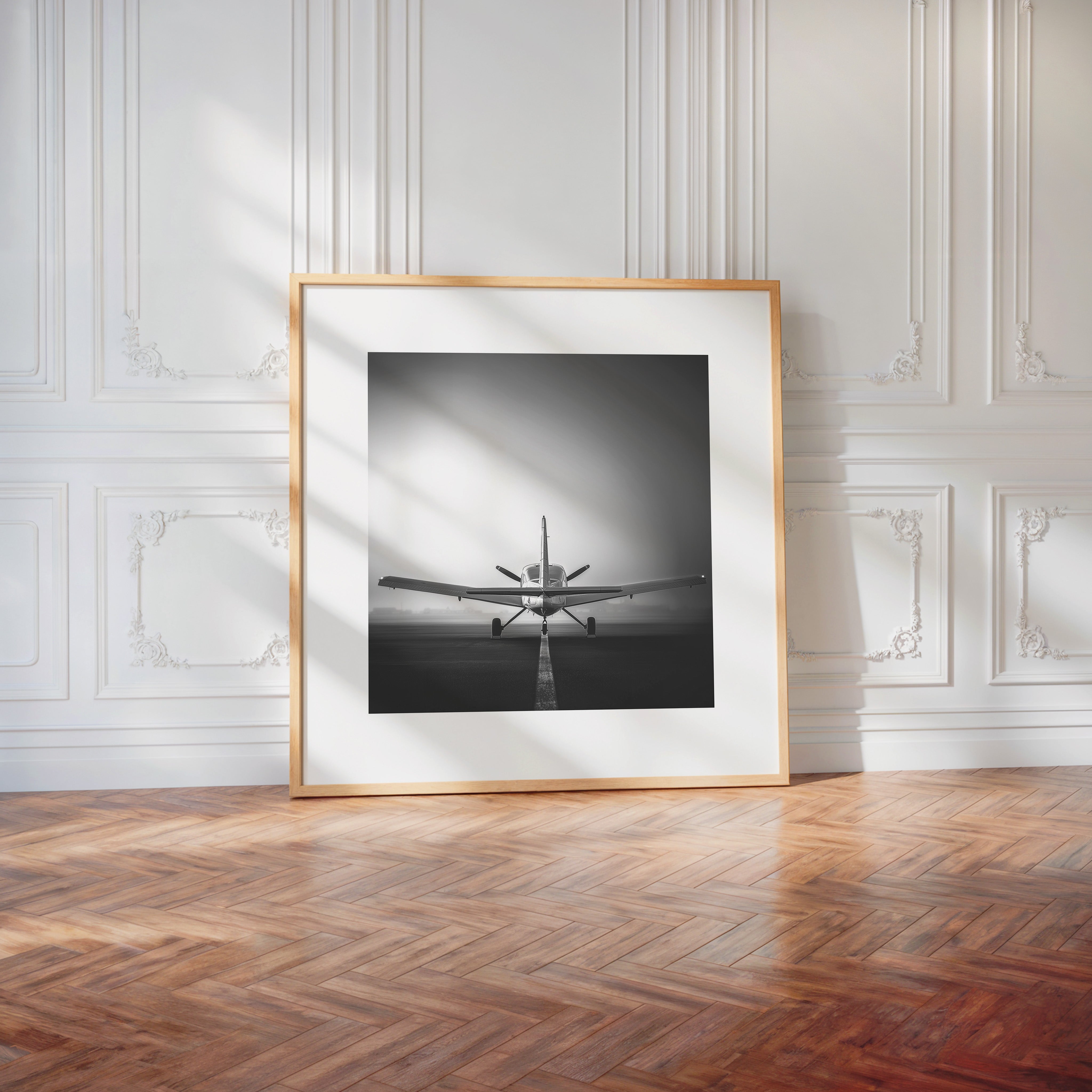 Flugzeug Startbahn Schwarzweiß