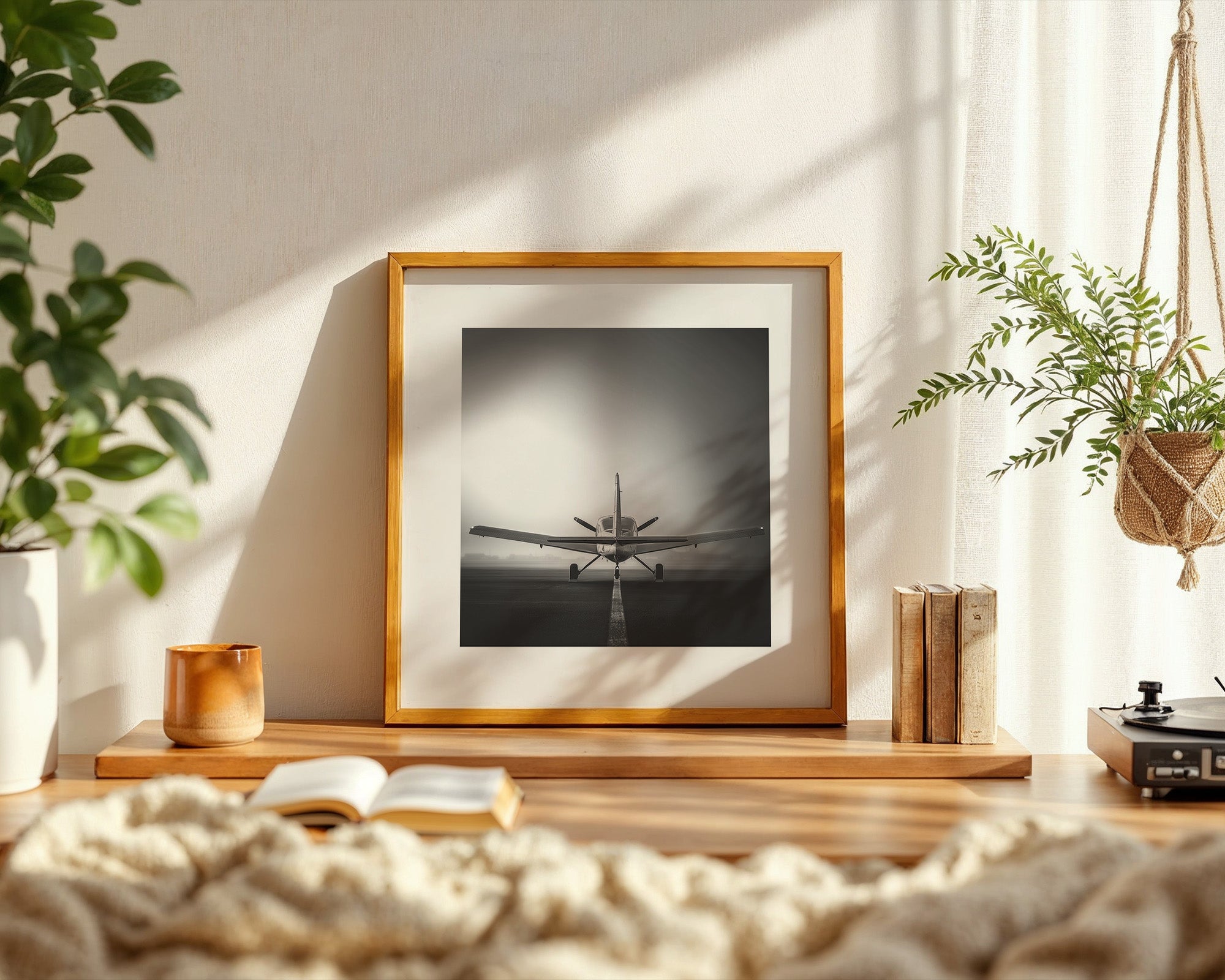 Flugzeug Startbahn Schwarzweiß