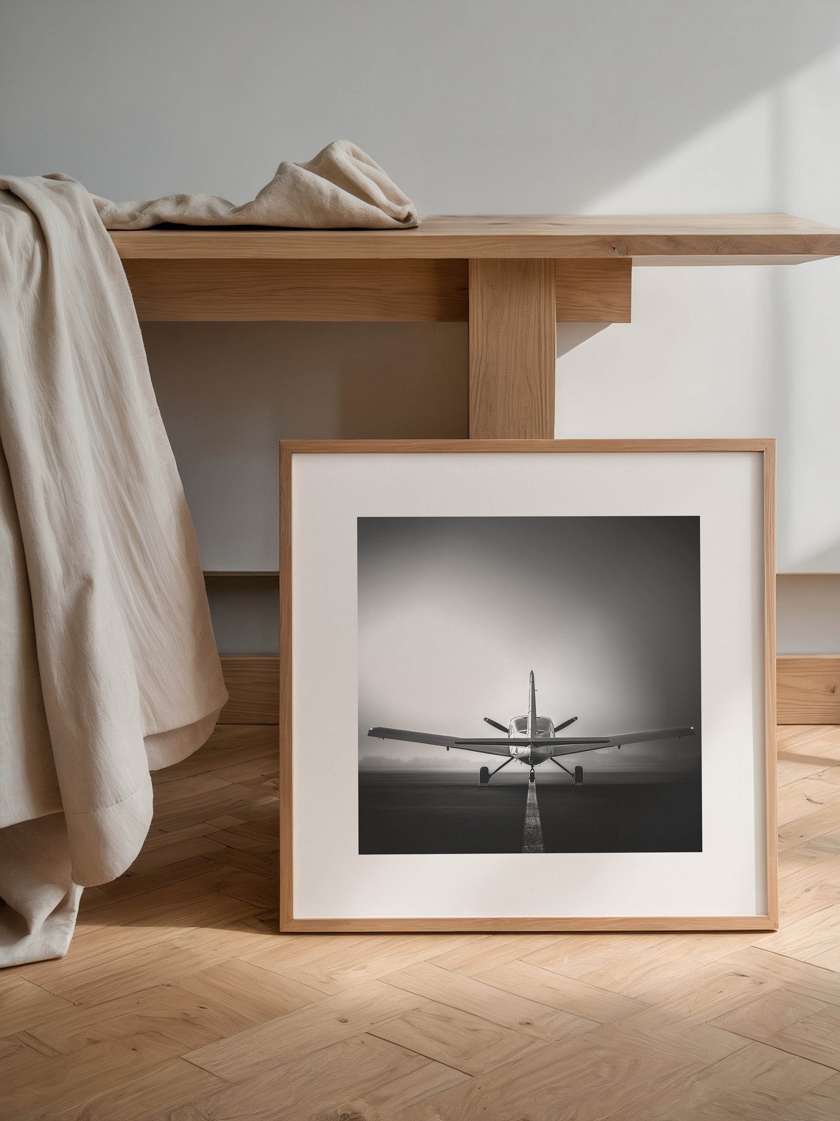 Flugzeug Startbahn Schwarzweiß