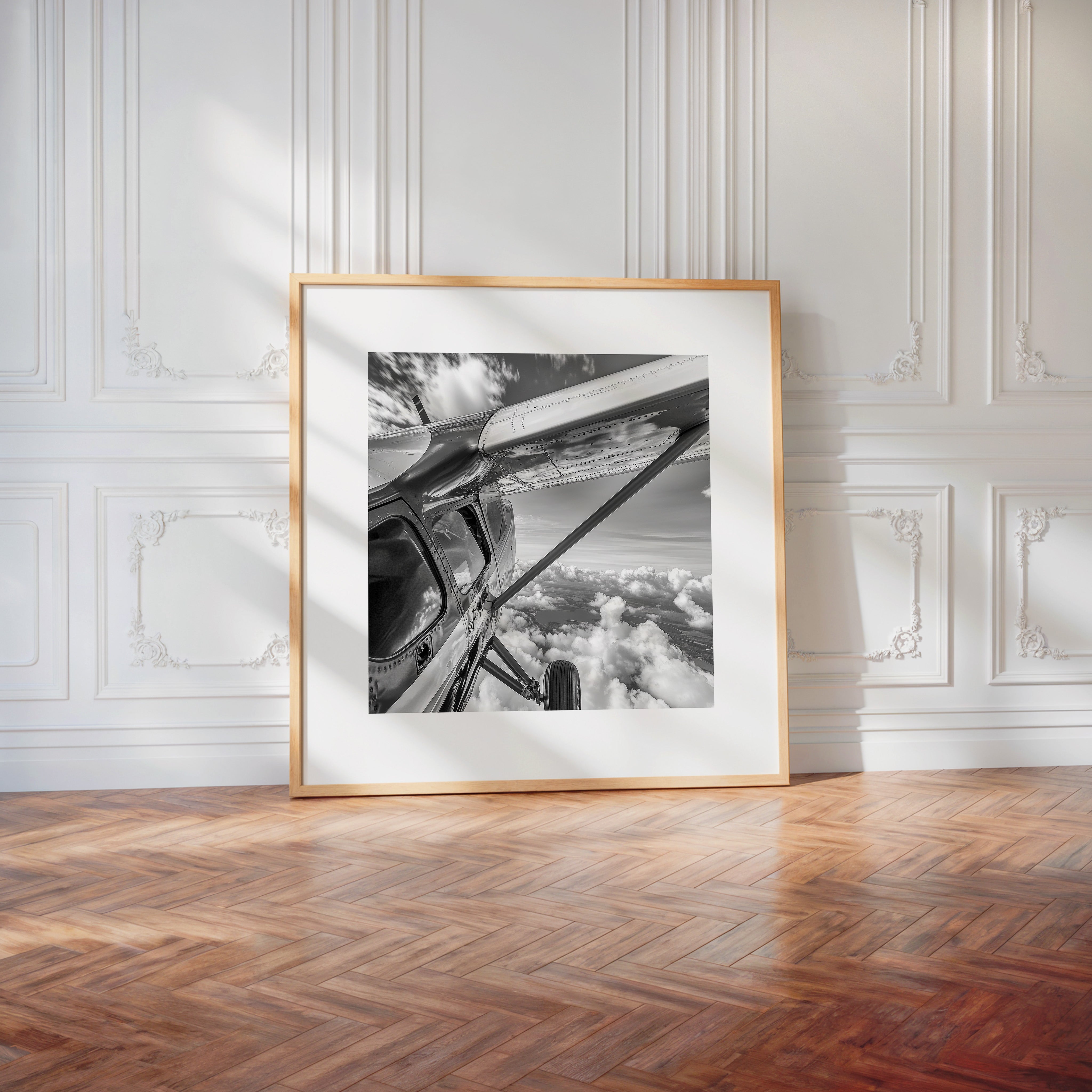 Flugzeug Wolken S/W-Perspektive