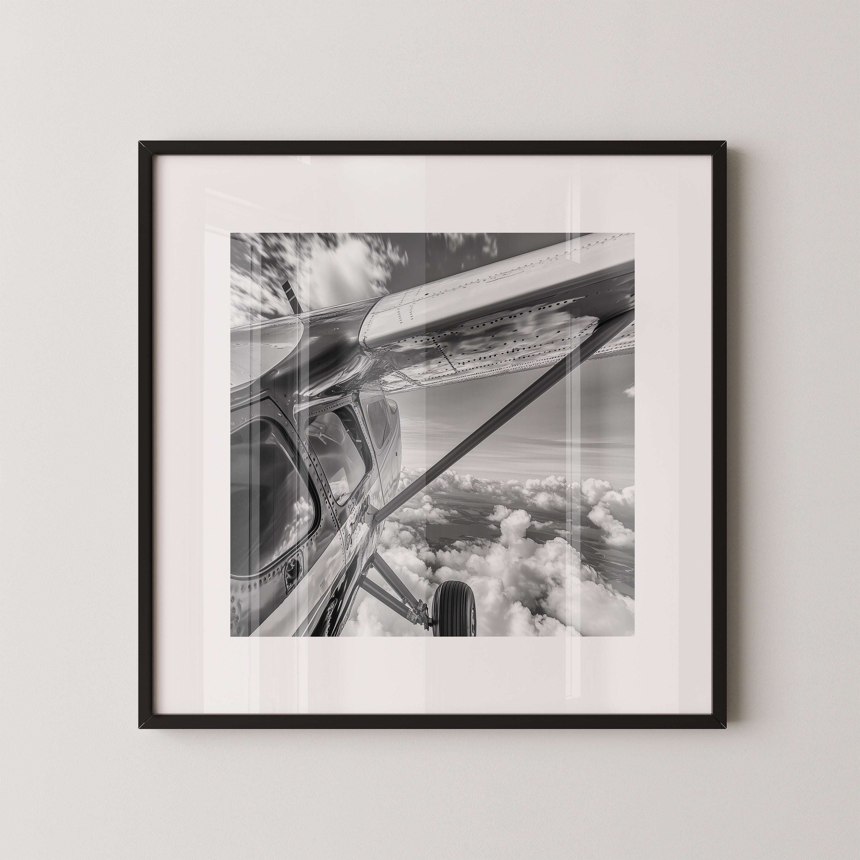 Flugzeug Wolken S/W-Perspektive