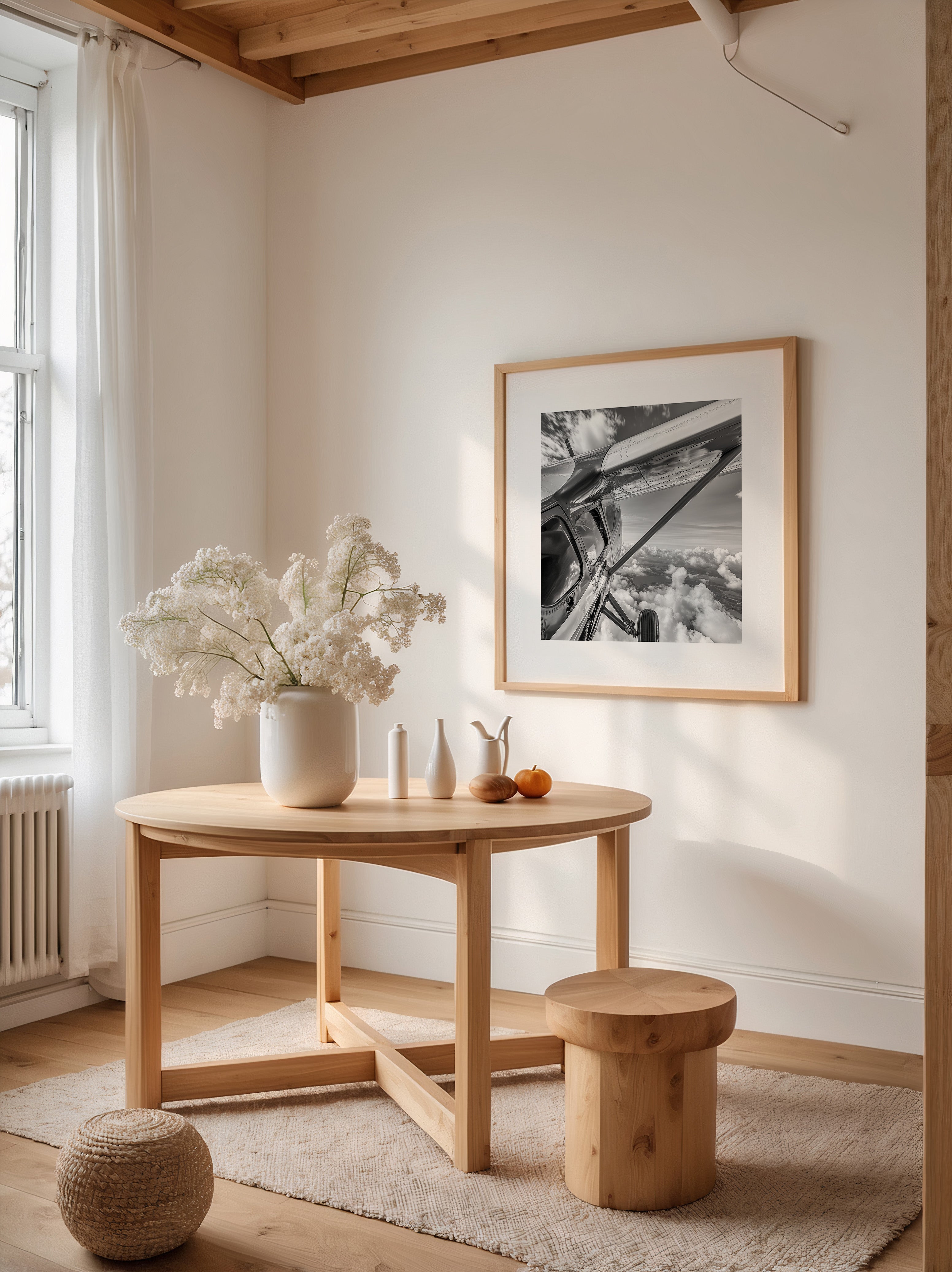 Flugzeug Wolken S/W-Perspektive