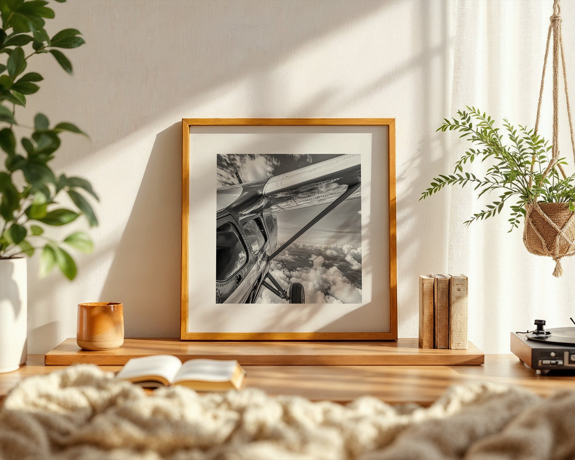 Flugzeug Wolken S/W-Perspektive