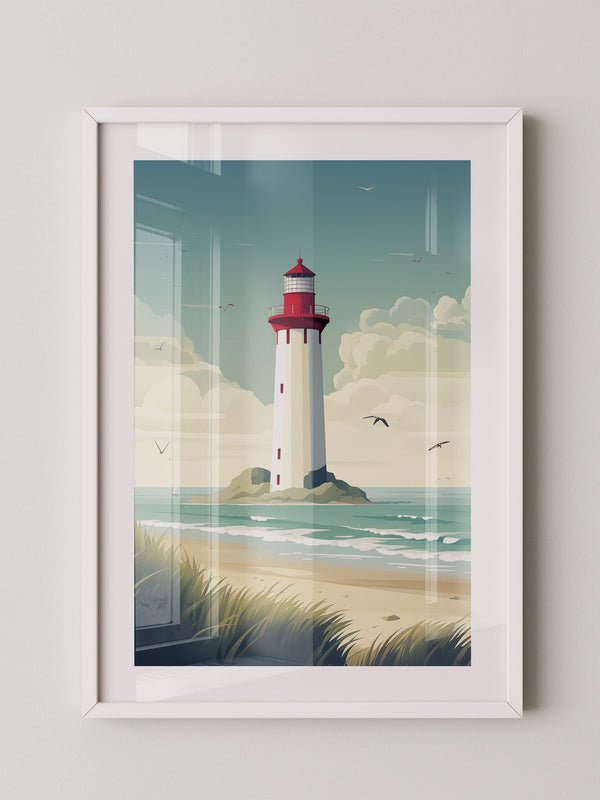 Leuchtturm Küste Pastellkünstlerisch