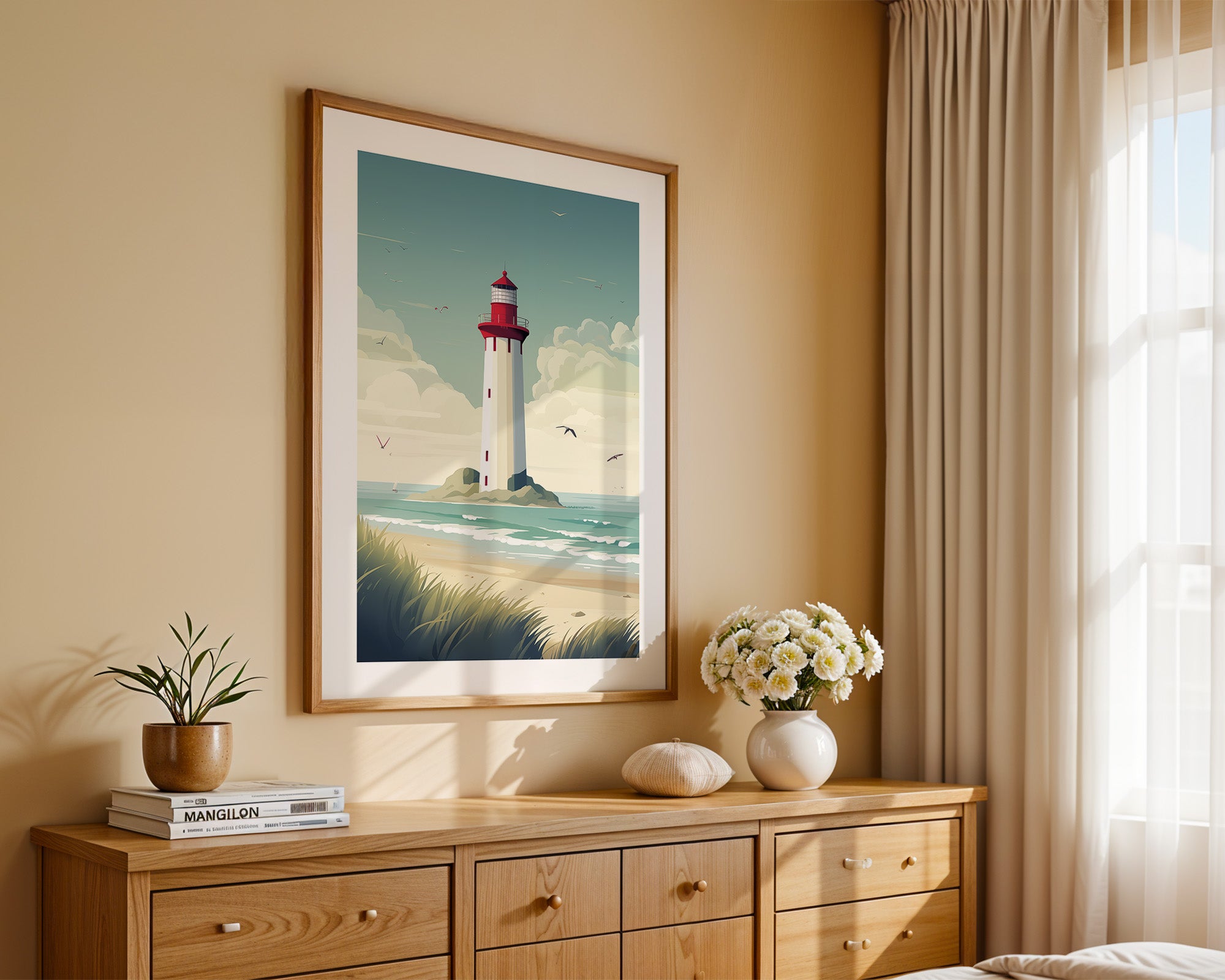 Leuchtturm Küste Pastellkünstlerisch