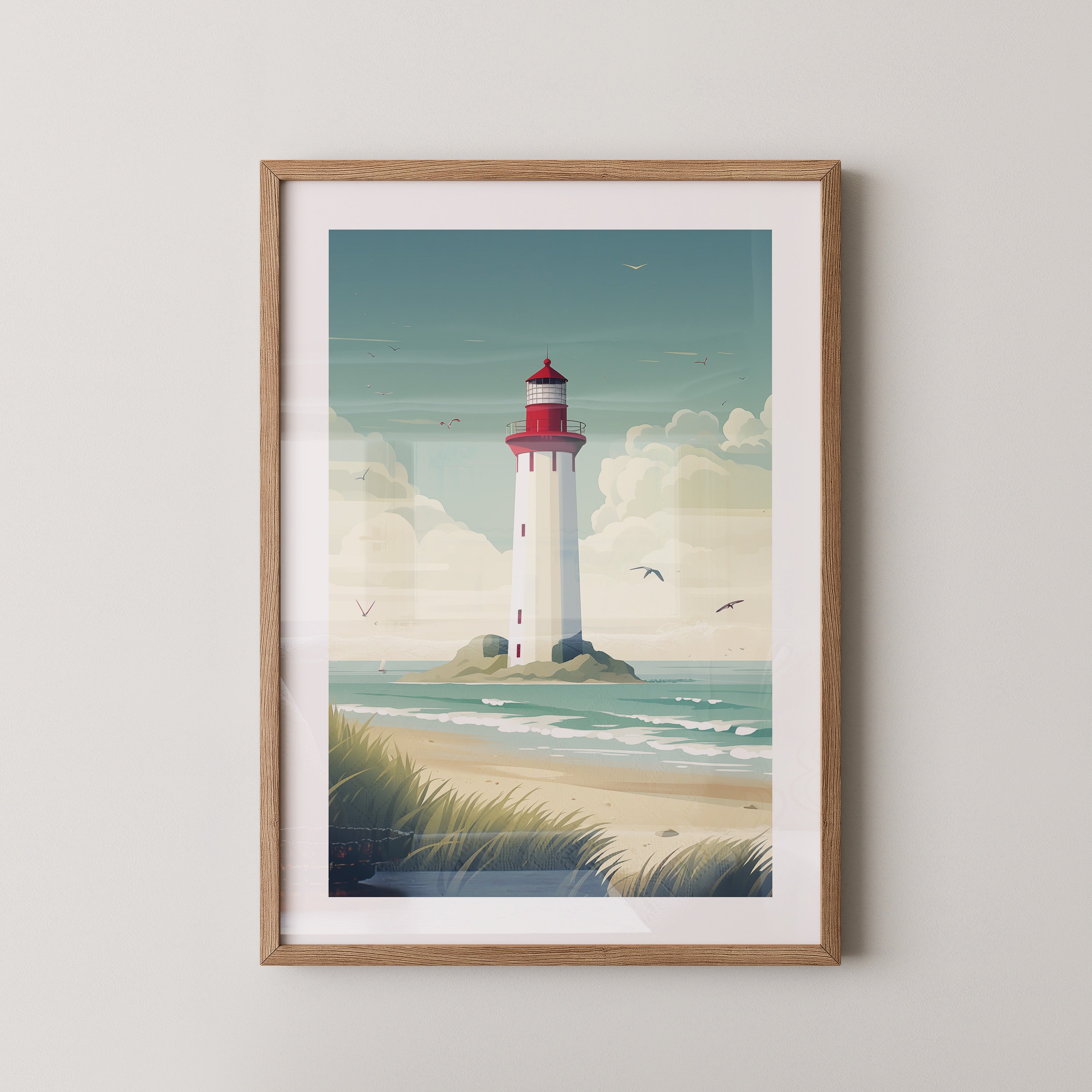 Leuchtturm Küste Pastellkünstlerisch