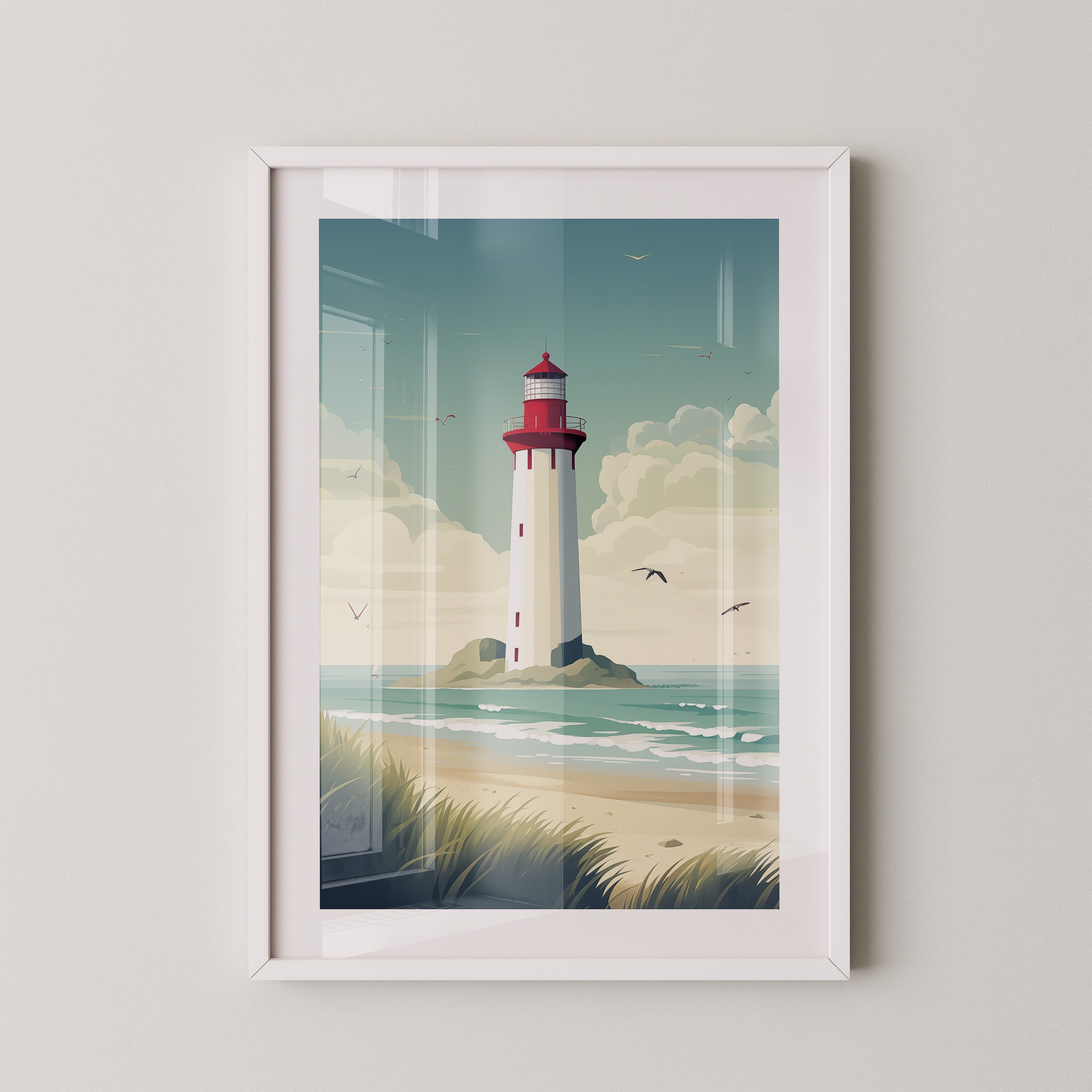 Leuchtturm Küste Pastellkünstlerisch