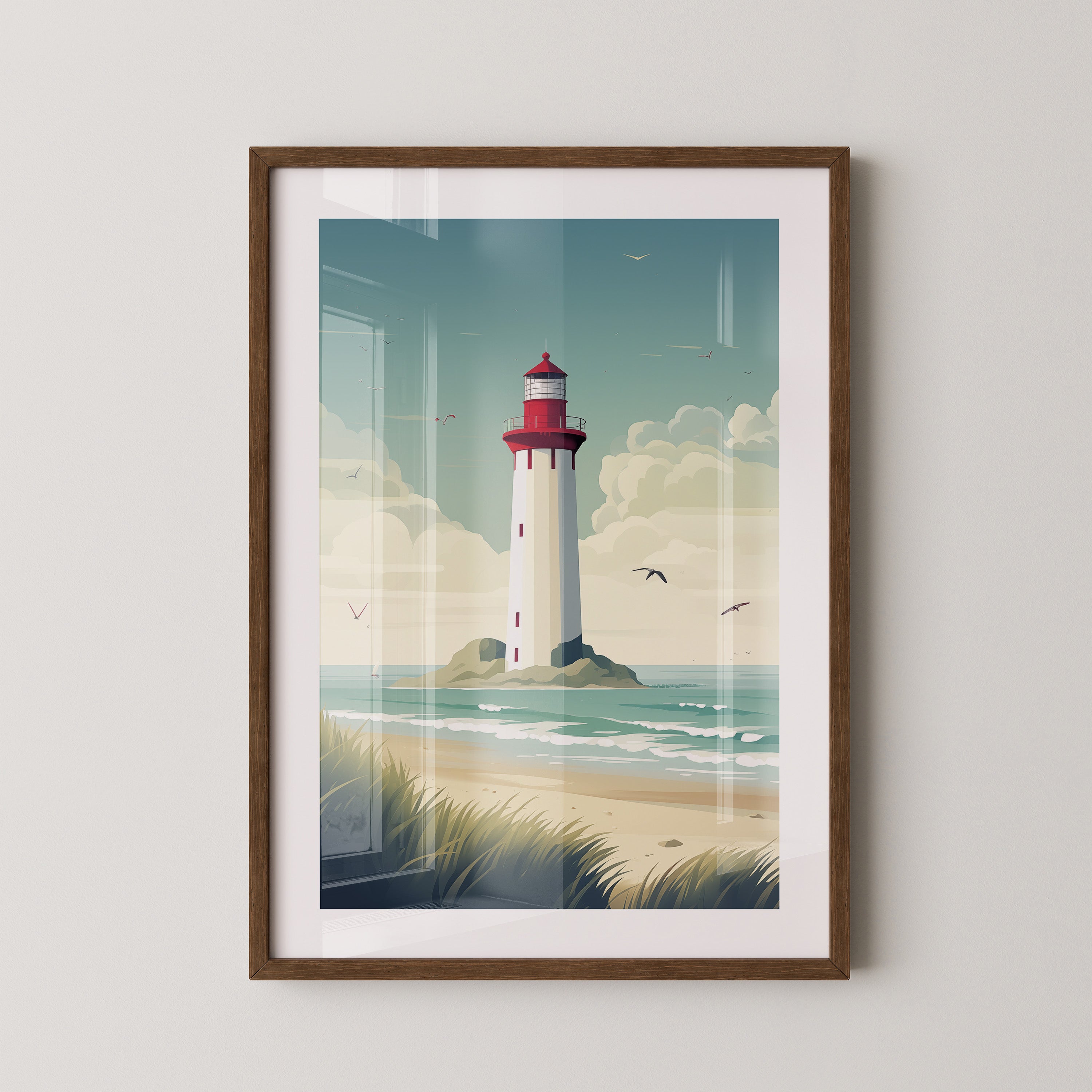 Leuchtturm Küste Pastellkünstlerisch