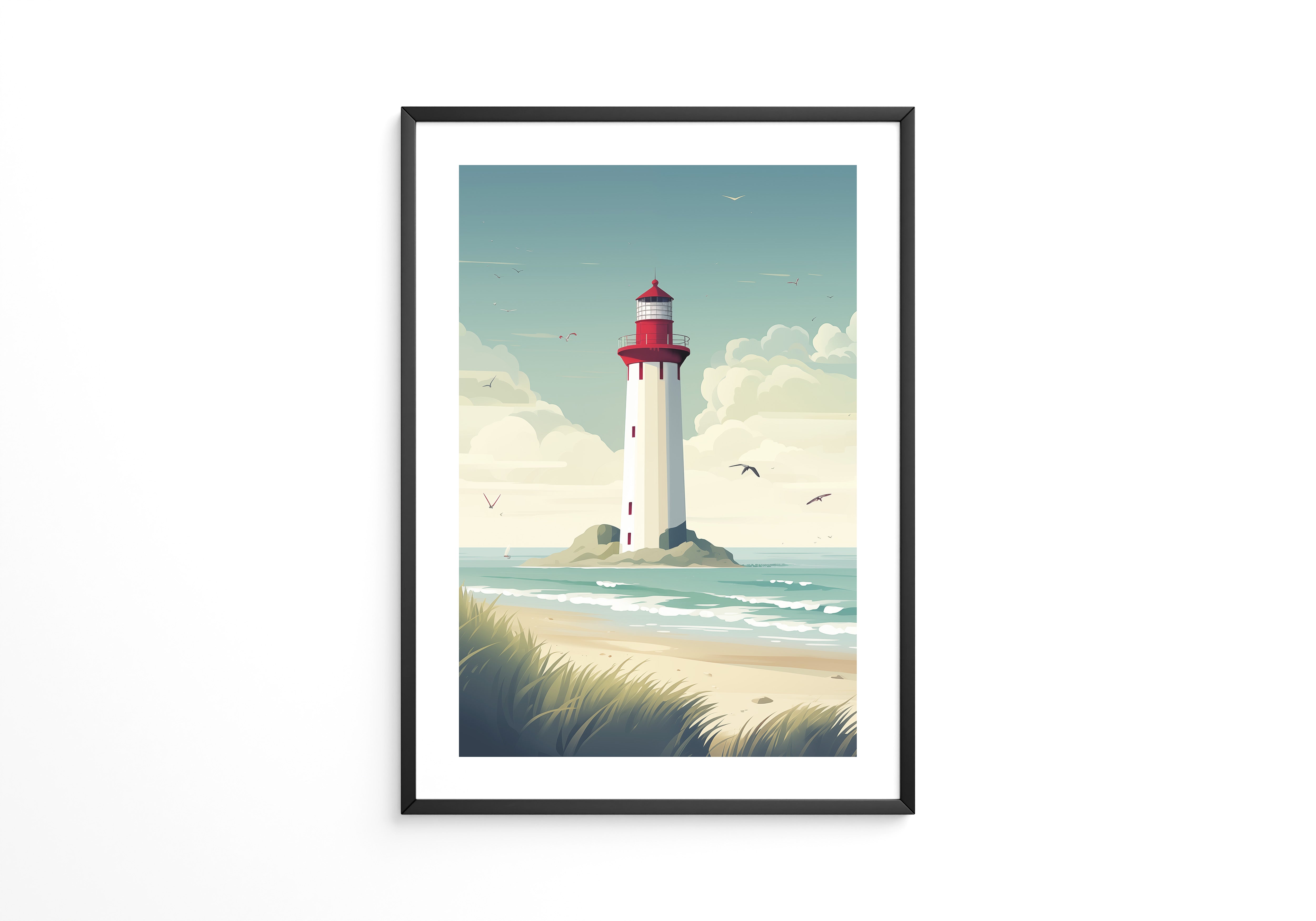 Leuchtturm Küste Pastellkünstlerisch