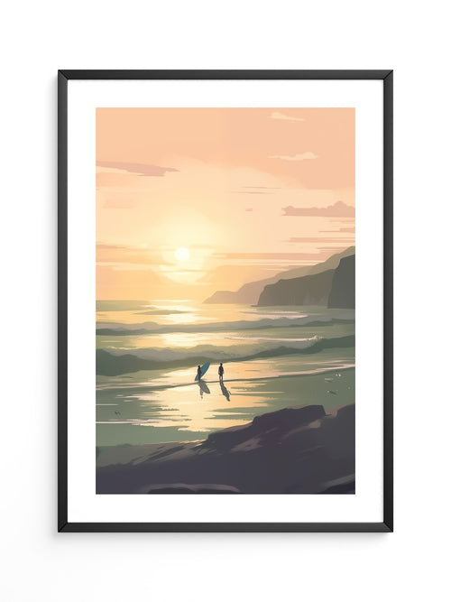Surfer Sonnenuntergang pastell