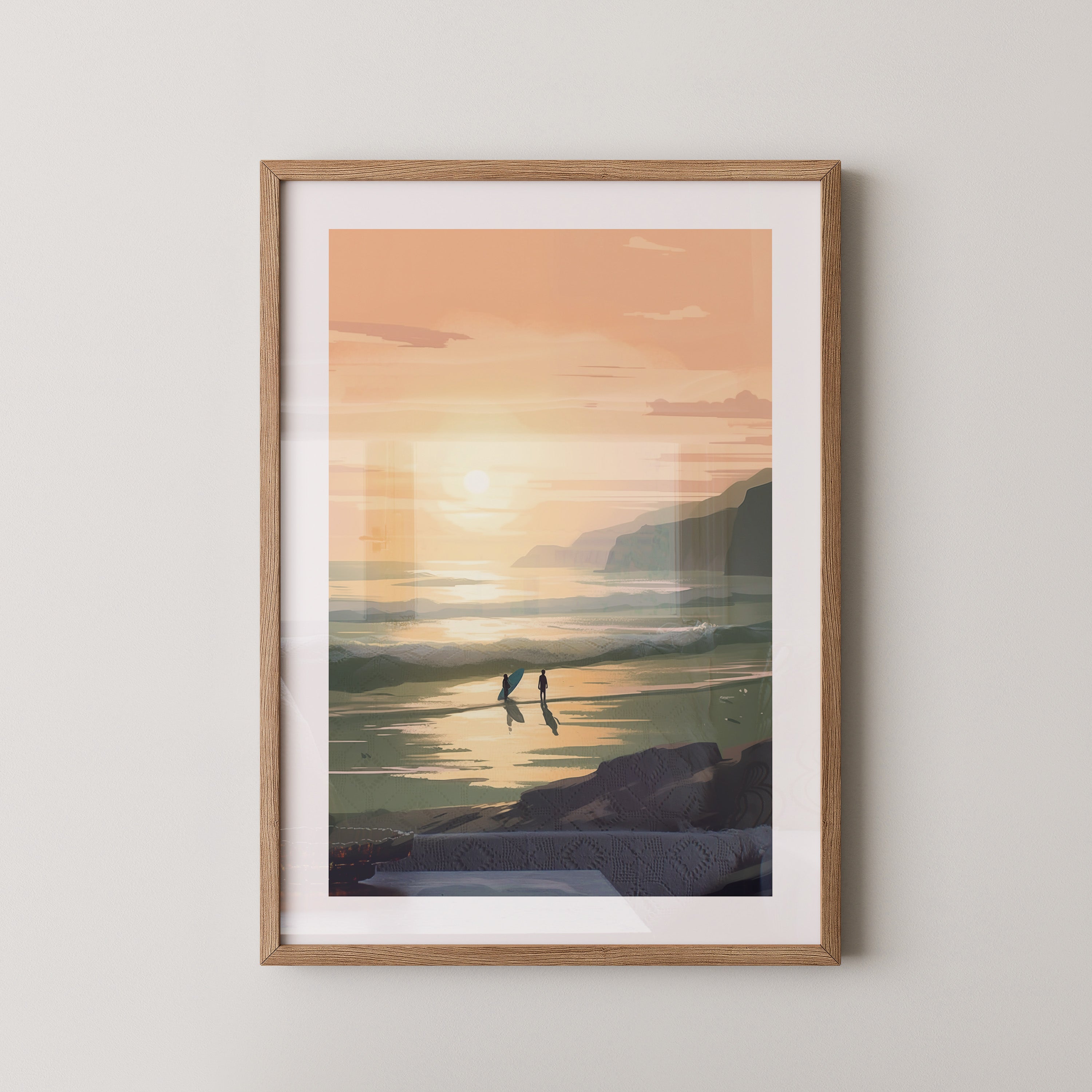 Surfer Sonnenuntergang pastell