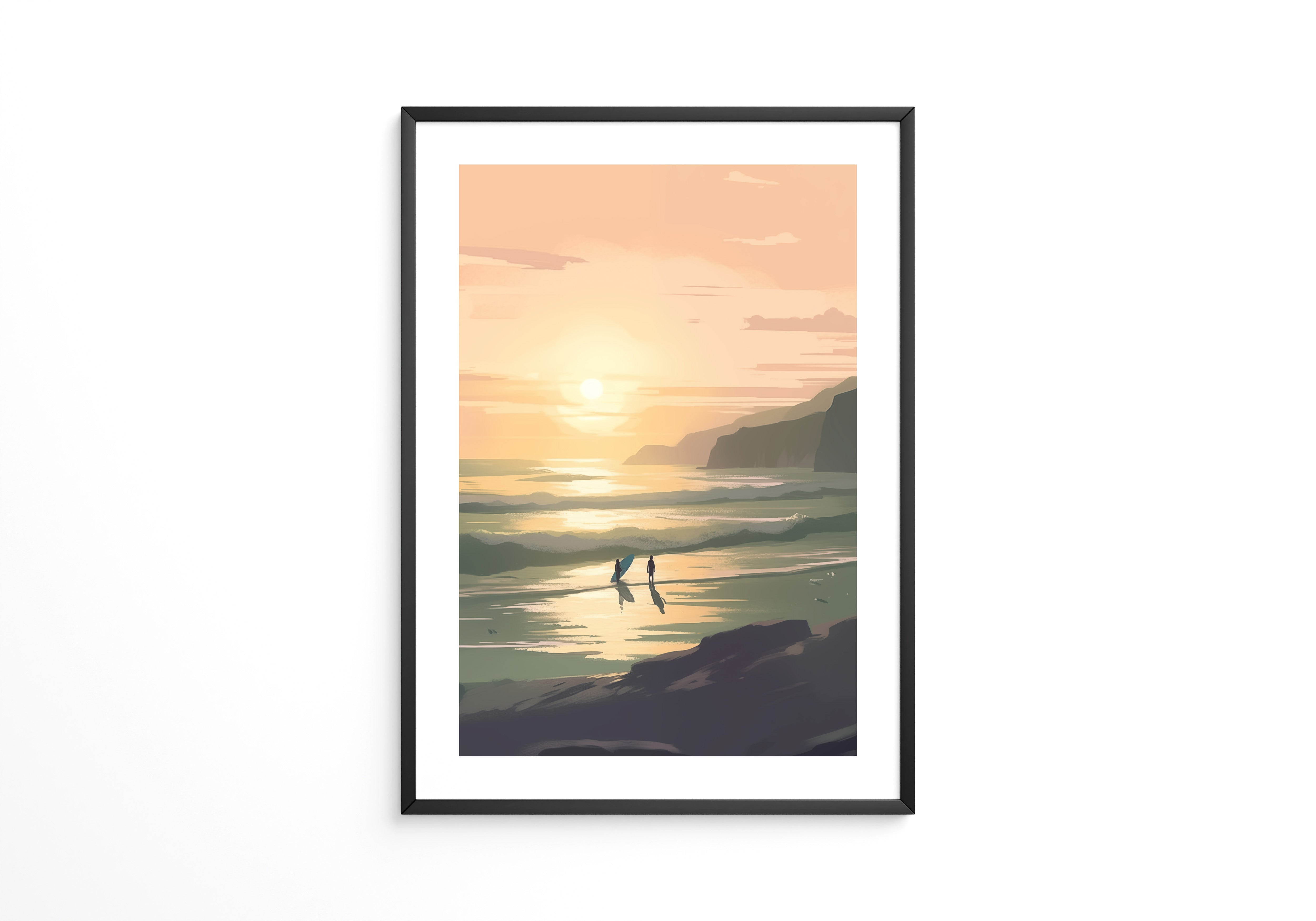 Surfer Sonnenuntergang pastell