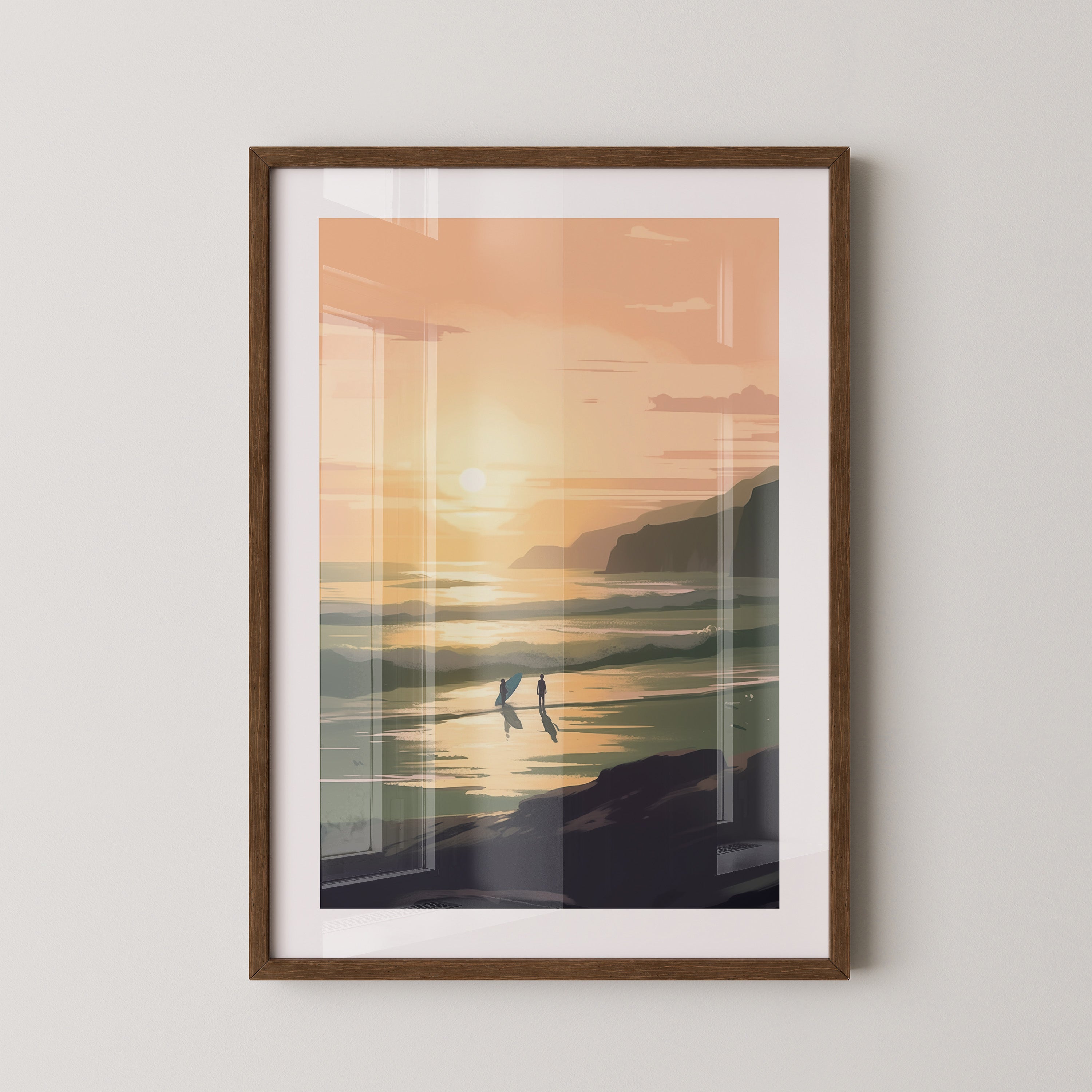 Surfer Sonnenuntergang pastell