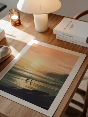 Surfer Sonnenuntergang pastell