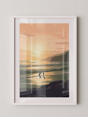 Surfer Sonnenuntergang pastell