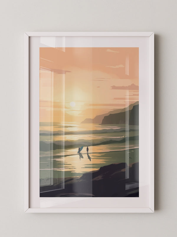 Surfer Sonnenuntergang pastell