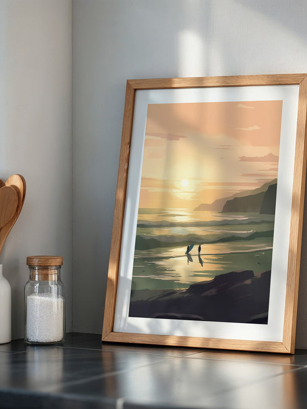 Surfer Sonnenuntergang pastell