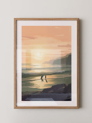 Surfer Sonnenuntergang pastell