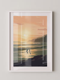 Surfer Sonnenuntergang pastell