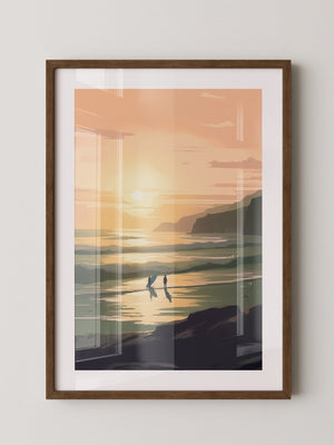 Surfer Sonnenuntergang pastell