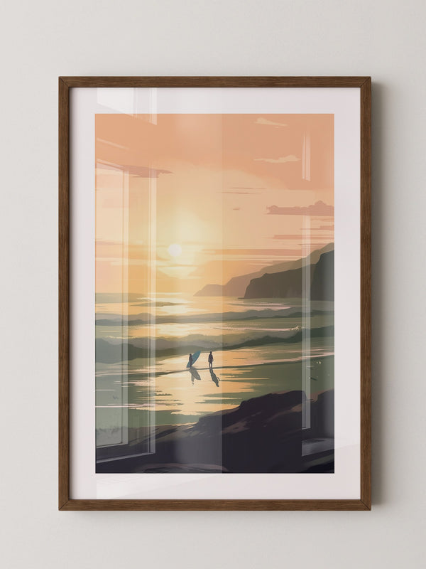 Surfer Sonnenuntergang pastell