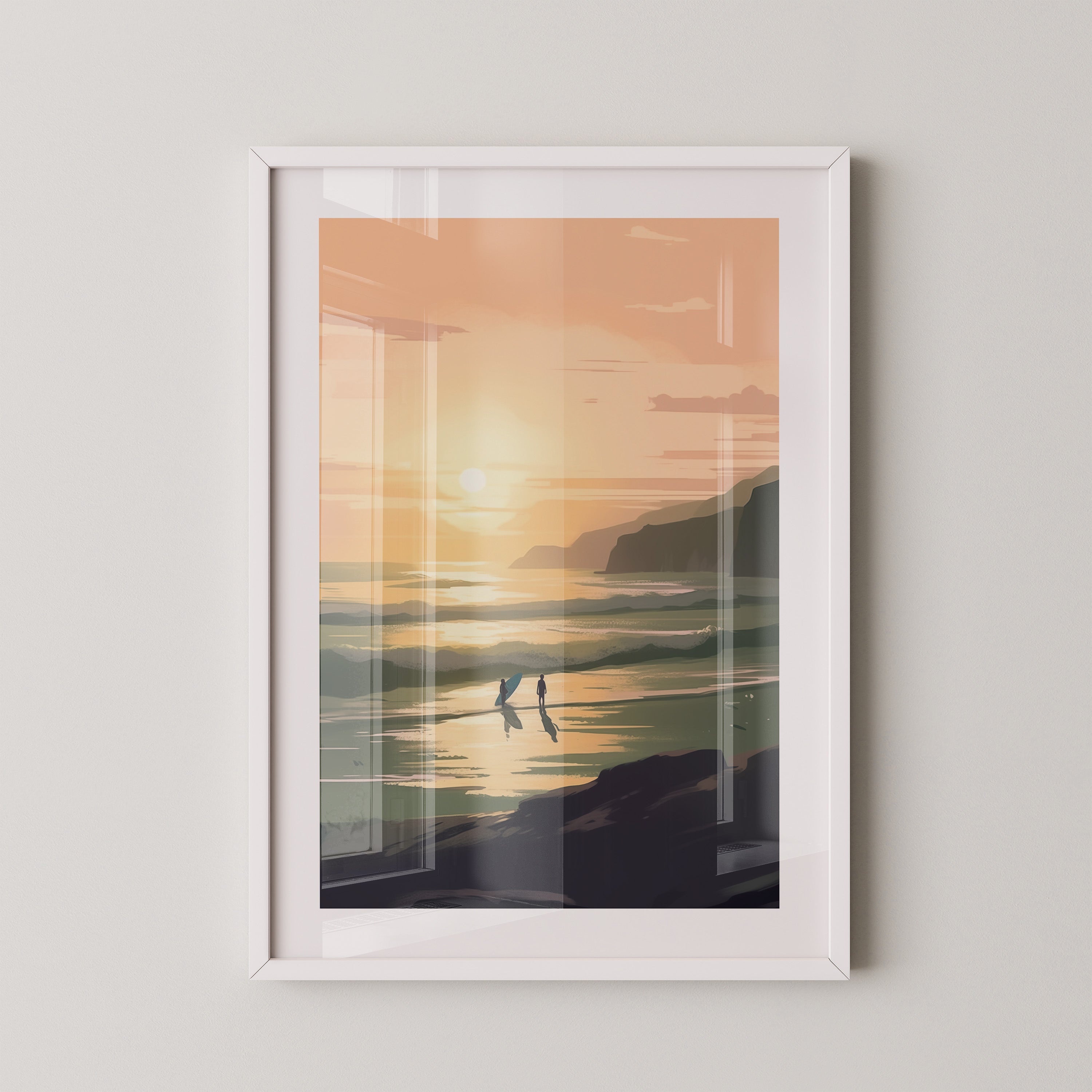 Surfer Sonnenuntergang pastell