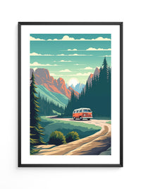 Camper Roadtrip Berglandschaft Vintage