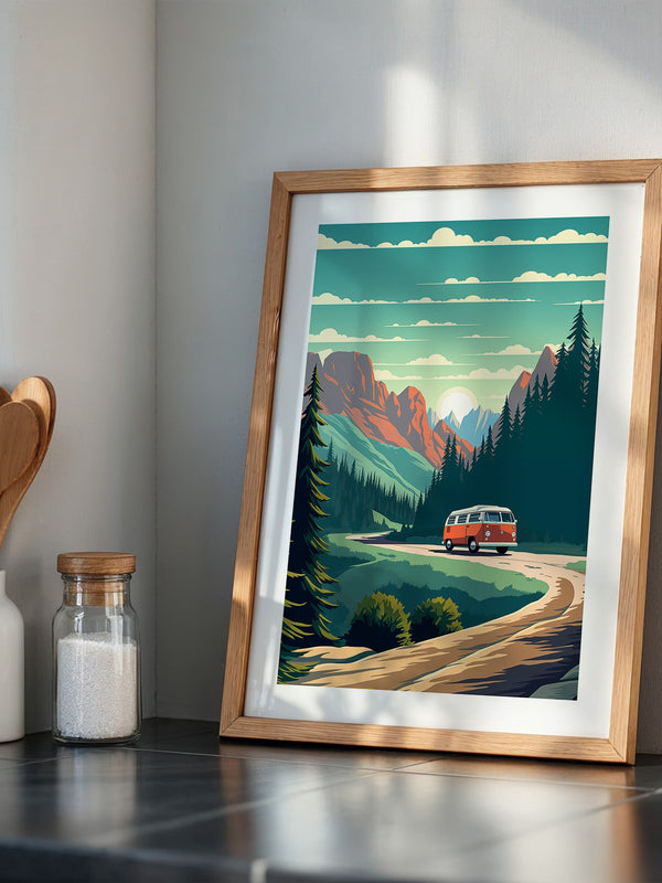 Camper Roadtrip Berglandschaft Vintage