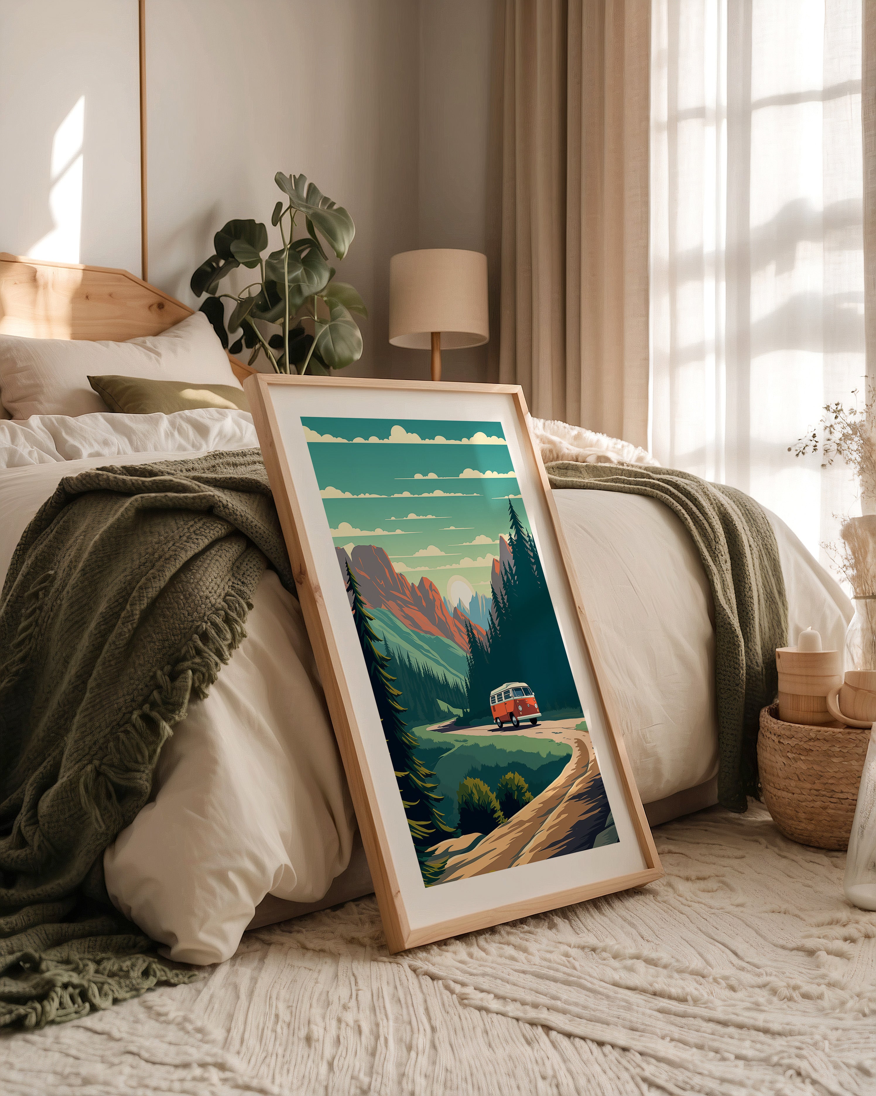 Camper Roadtrip Berglandschaft Vintage