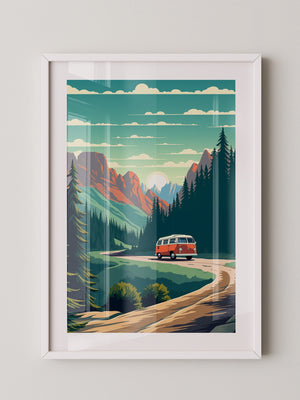 Camper Roadtrip Berglandschaft Vintage