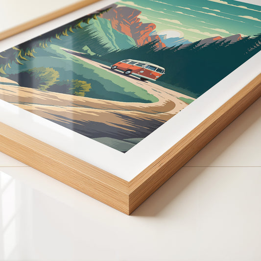 Camper Roadtrip Berglandschaft Vintage