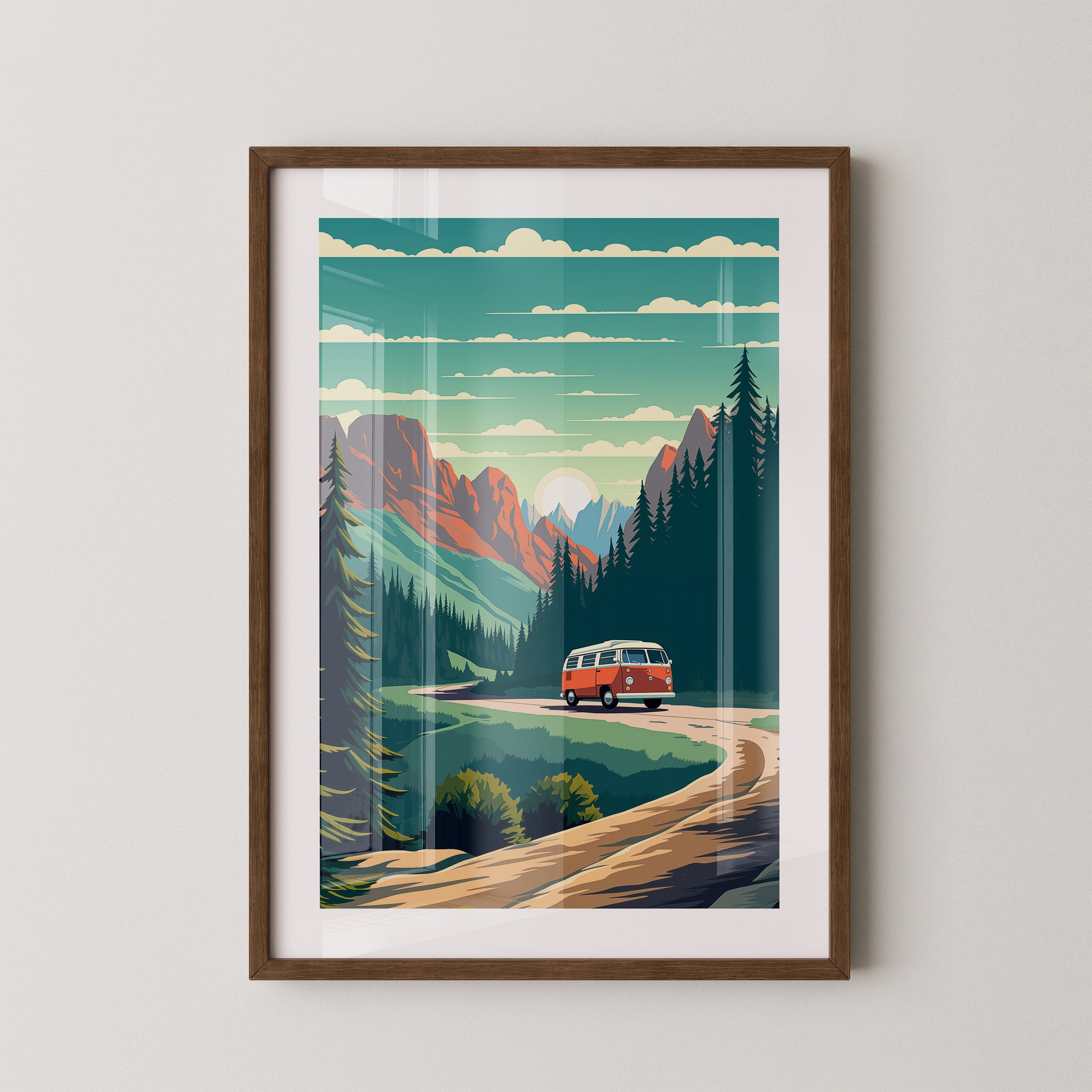 Camper Roadtrip Berglandschaft Vintage