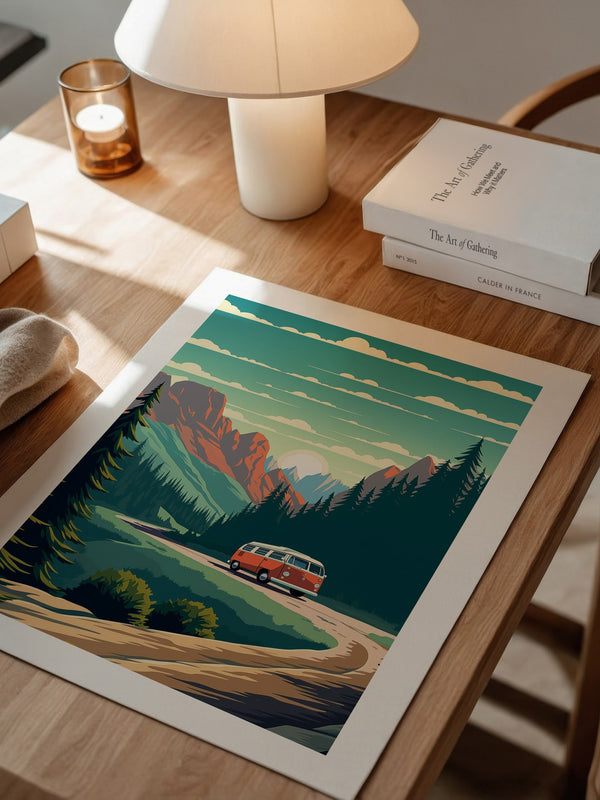 Camper Roadtrip Berglandschaft Vintage