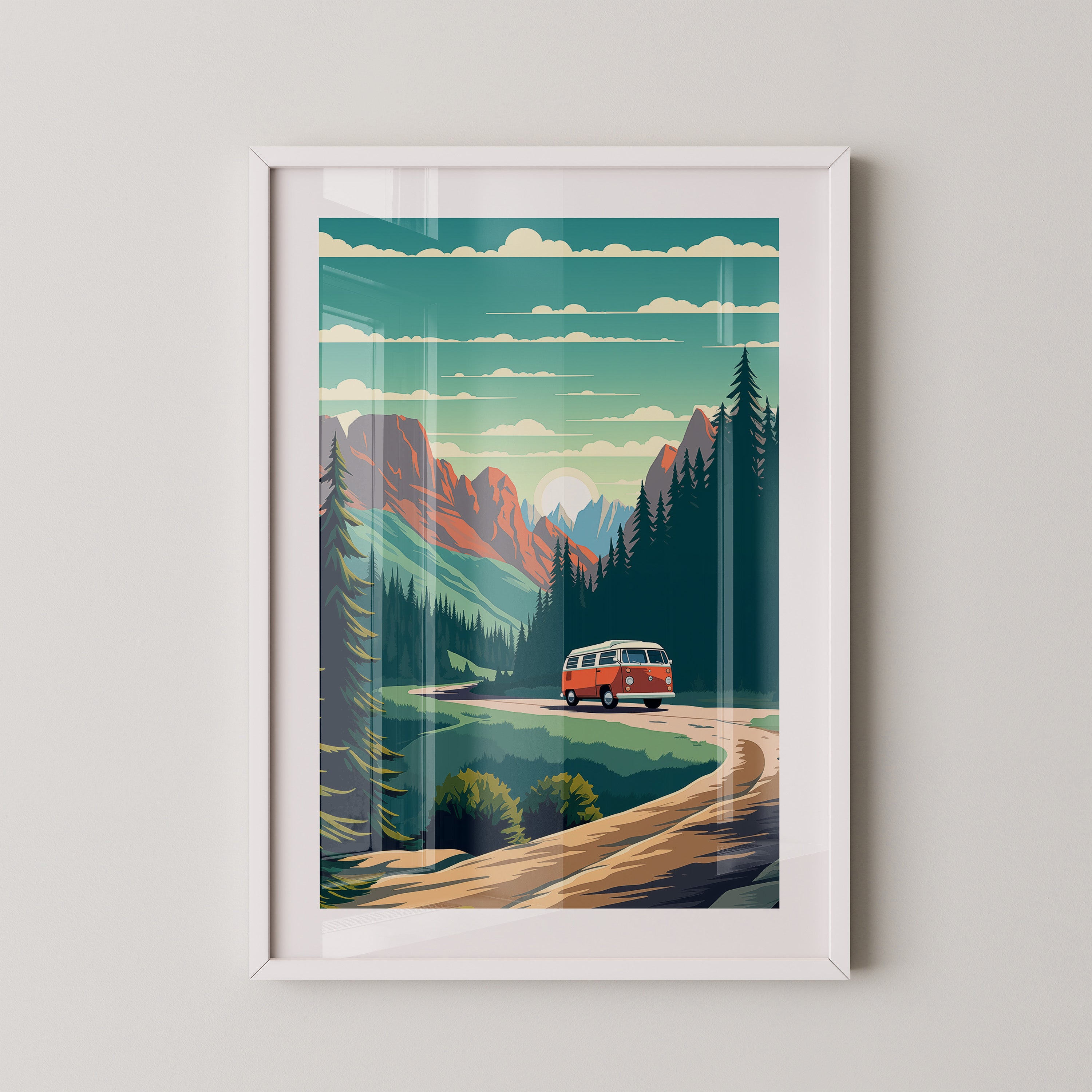 Camper Roadtrip Berglandschaft Vintage