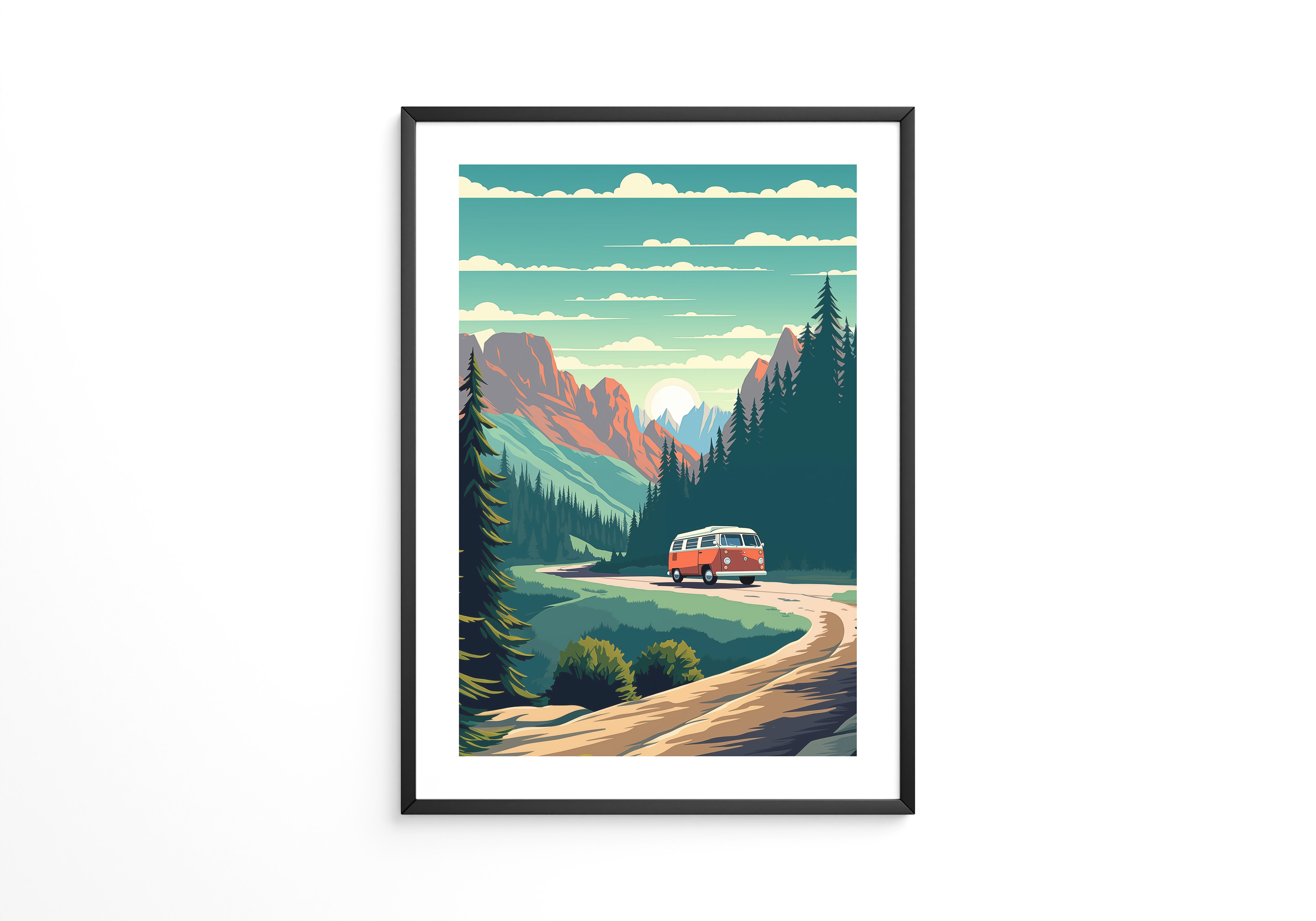Camper Roadtrip Berglandschaft Vintage
