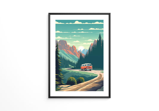 Camper Roadtrip Berglandschaft Vintage