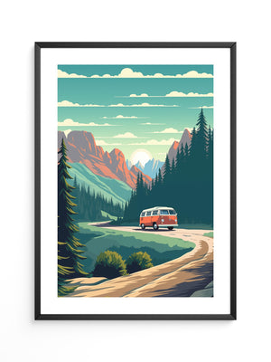 Camper Roadtrip Berglandschaft Vintage