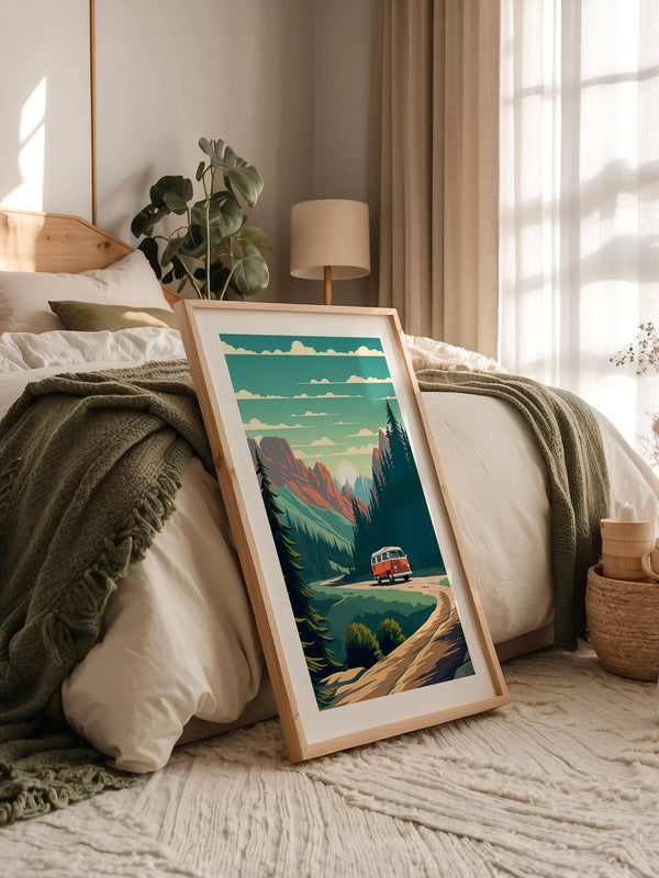 Camper Roadtrip Berglandschaft Vintage