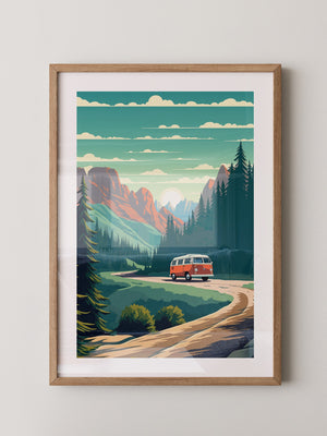 Camper Roadtrip Berglandschaft Vintage