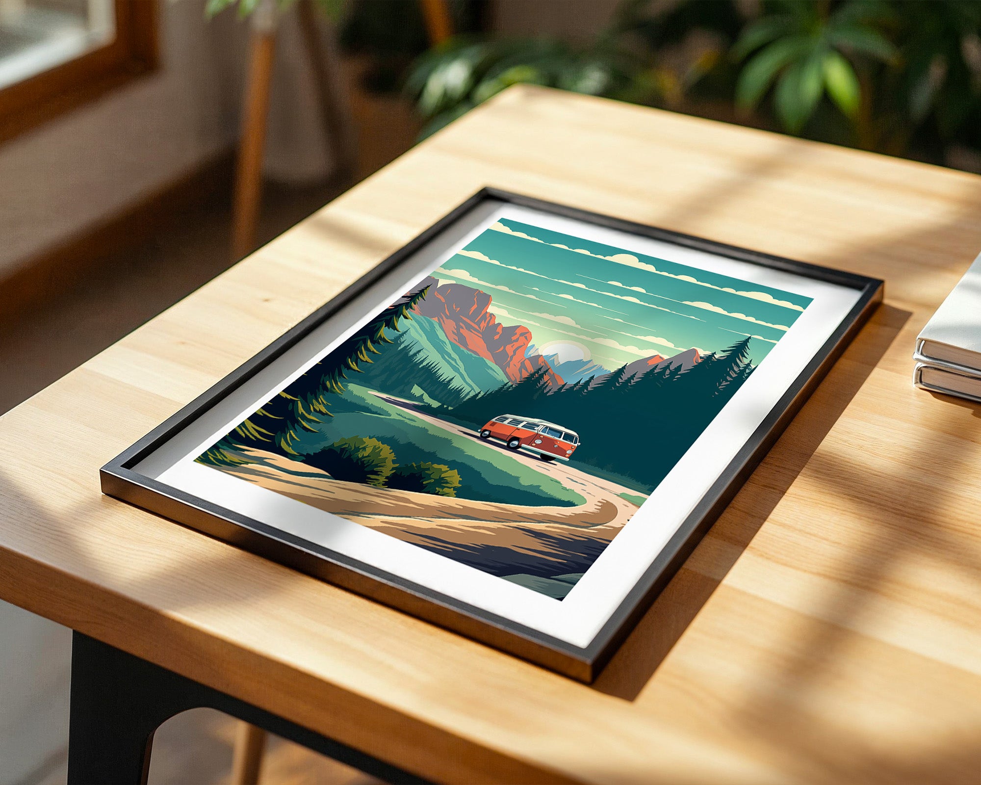 Camper Roadtrip Berglandschaft Vintage