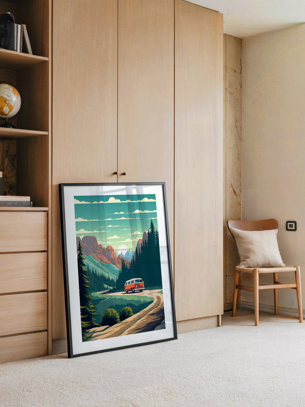 Camper Roadtrip Berglandschaft Vintage
